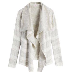 White and gray striped sweater cardigan